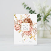 Champagner Rose Hochzeit speichern das Datum Postk Postkarte (Stehend Vorderseite)