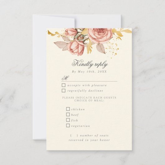 Champagner-Rose mit Aquarellfarbe UAWG RSVP Karte (Vorderseite)