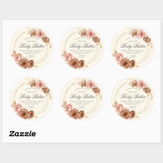 Champagner-Rose Runder Aufkleber (Blatt)