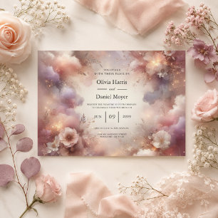 Champagner-Rosé Stardust Gartenhochzeit Einladung