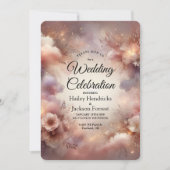 Champagner-Rosé Stardust Gartenhochzeit Einladung (Vorderseite)