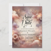 Champagner-Rosé Stardust Gartenhochzeit Save The Date (Vorderseite)