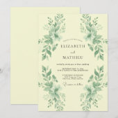 Champagner-Sage-Grün-Hochzeit Einladung (Vorne/Hinten)
