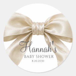 Champagner-Satin-Schleife Baby Mädchen Shower Runder Aufkleber