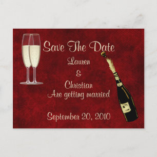 Champagner Save the Date Ankündigungspostkarte