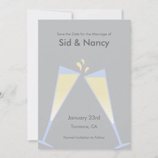 Champagner Save the Date Einladung (Vorderseite)