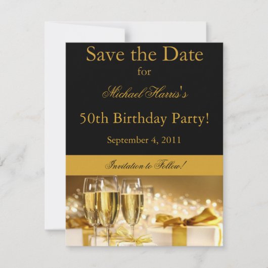 Champagner Save the Date Einladung (Vorderseite)