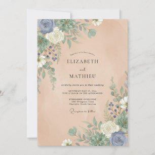Champagner-Schiefer-Dahlien-Hochzeit Einladung