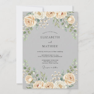 Champagner-Schiefer-Reben-Hochzeit Einladung