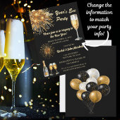 Champagner Schwarz & Gold Einladung zum Silvester