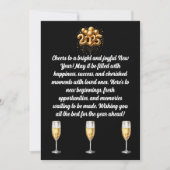 Champagner Schwarz & Gold Neujahr Feiertagskarte (Vorderseite)
