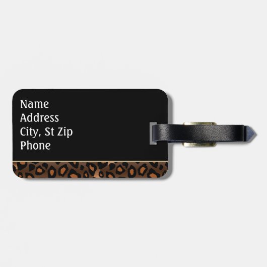 Champagner, Schwarz und Leopard Gepäckanhänger (Rückseite horizontal)