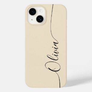 Champagner Schwarze elegante Kalligrafie-Schrift N Case-Mate iPhone 14 Hülle