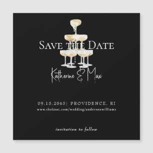 Champagner Schwarze Hochzeit Save the Date Magneti Magnetkarte