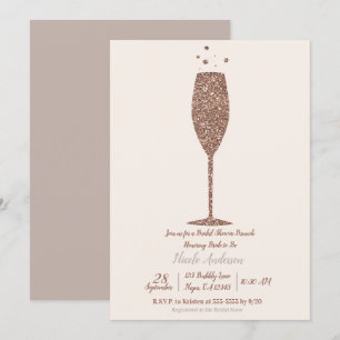 Champagner Sekt Roségold Hochzeitsdusche Brunch Einladung