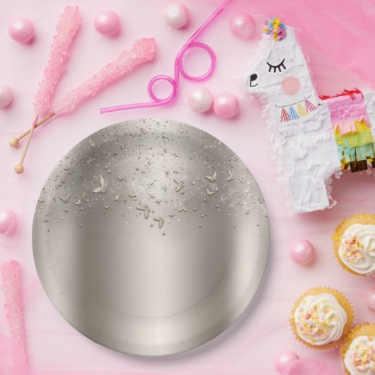 Champagner Shimmer Flutter Butterfly Sweet 16 Part Pappteller (Party)