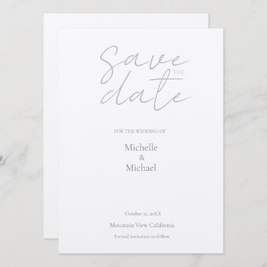 Champagner Shimmer Hochzeit Minimalistisch modern Save The Date (Vorne/Hinten)