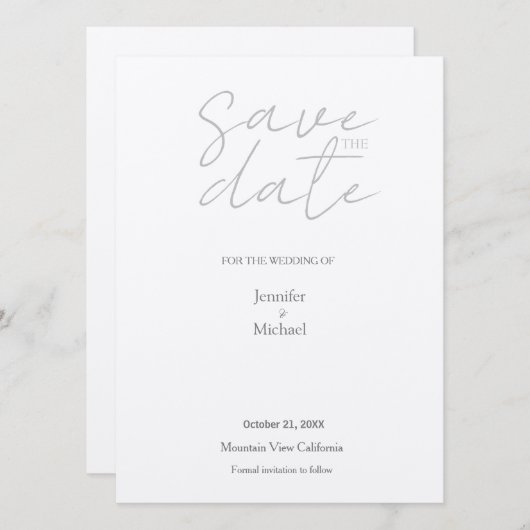 Champagner Shimmer Hochzeit Minimalistisch Moderne Save The Date (Vorne/Hinten)