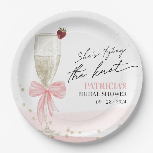 Champagner Sie bindet das Brautparty des Knotens Pappteller (Vorderseite)