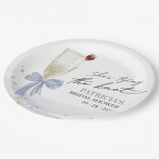 Champagner Sie bindet das Brautparty des Knotens Pappteller (Schrägansicht)