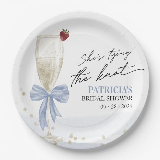 Champagner Sie bindet das Brautparty des Knotens Pappteller (Vorderseite)
