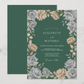 Champagner-Silber-Rosen-Hochzeit Einladung (Vorne/Hinten)