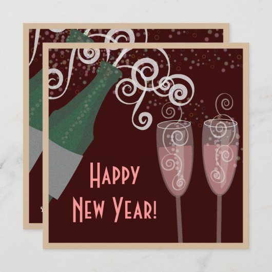 Champagner-Silvester-Party Einladung (Vorne/Hinten)