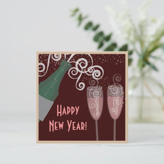 Champagner-Silvester-Party Einladung (Stehend Vorderseite)