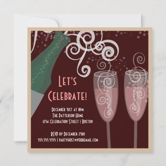 Champagner-Silvester-Party Einladung (Rückseite)