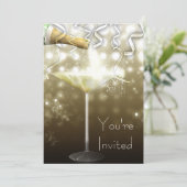 Champagner-Silvester-Party Einladungen (Stehend Vorderseite)