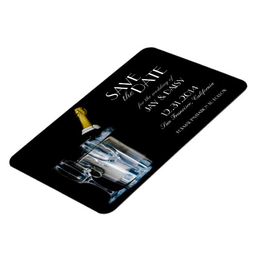 Champagner-Silvester Save the Date Magnet (Linke Seite)