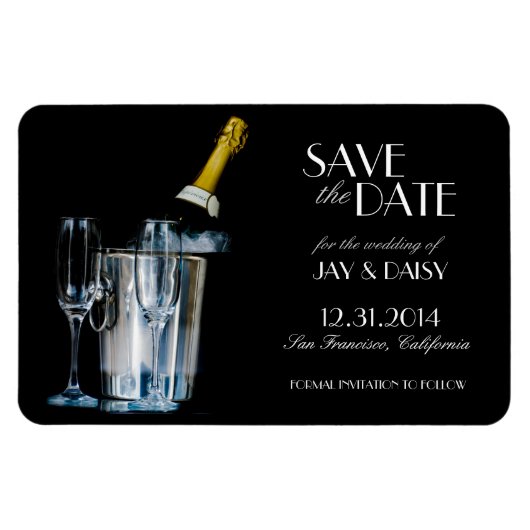 Champagner-Silvester Save the Date Magnet (Horizontal)