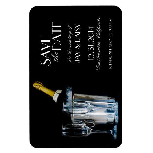 Champagner-Silvester Save the Date Magnet (Vertikal)