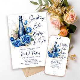 Champagner Something Blue Florale Hochzeits-Party Einladung