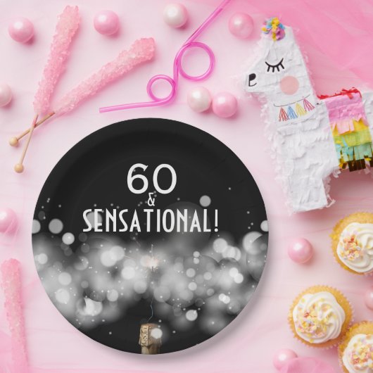 Champagner & Sparkler 60 & Sensational Paper Telle Pappteller (Party)