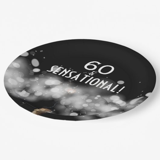 Champagner & Sparkler 60 & Sensational Paper Telle Pappteller (Schrägansicht)