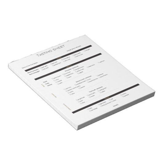 Champagner & Sparkling Weindeduktive Degustationss Notizblock (angewinkelt)