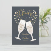 Champagner-Sprudel Hochzeit Prost Save The Date (Stehend Vorderseite)