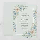 Champagner-Stahl-Blatt-Hochzeit Einladung (Vorne/Hinten)