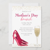 Champagner & Stilettos Muttertagsbrunch Einladung (Vorderseite)
