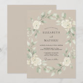 Champagner-Stille-Eukalyptus-Hochzeit Einladung (Vorne/Hinten)