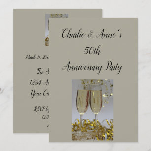 Champagner & Streamers Jubiläums-Party-Einladung Einladung