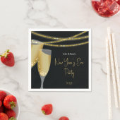 Champagner & Streichungen aus Gold | Silvester-Par Serviette (Beispiel)