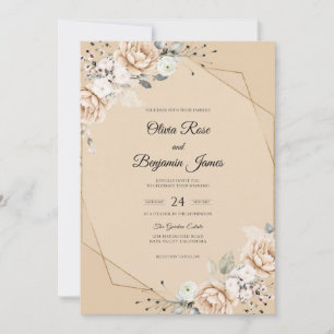 Champagner-Taupe-Rosene Hochzeit Einladung