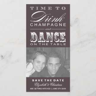 Champagner Theaterrechnung SAVE THE DATE Fotokarte