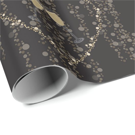 Champagner-Thema im neuen Jahr Geschenkpapier (Rolleneckpunkt)