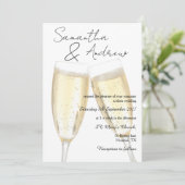 Champagner-Tischrede-Hochzeit Einladung (Stehend Vorderseite)