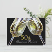 Champagner Toast 50 Jahre alt Einladung (Stehend Vorderseite)