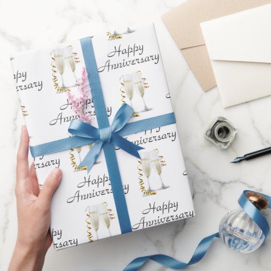 Champagner Toast auf Weiß zum Jubiläum Geschenkpapier (Schenken)