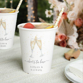 Champagner Toast "Cheers to Liebe" Personalisiert Pappbecher